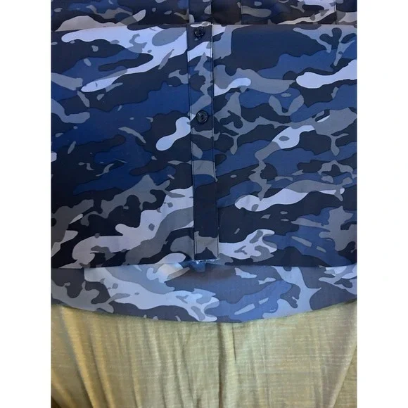 Lysse Grey Camo Shirt Womens Large Bluish Grey Stretch - Picture 2 of 5